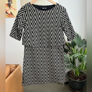 NWT Mango Black & Metallic Gold Mini Dress